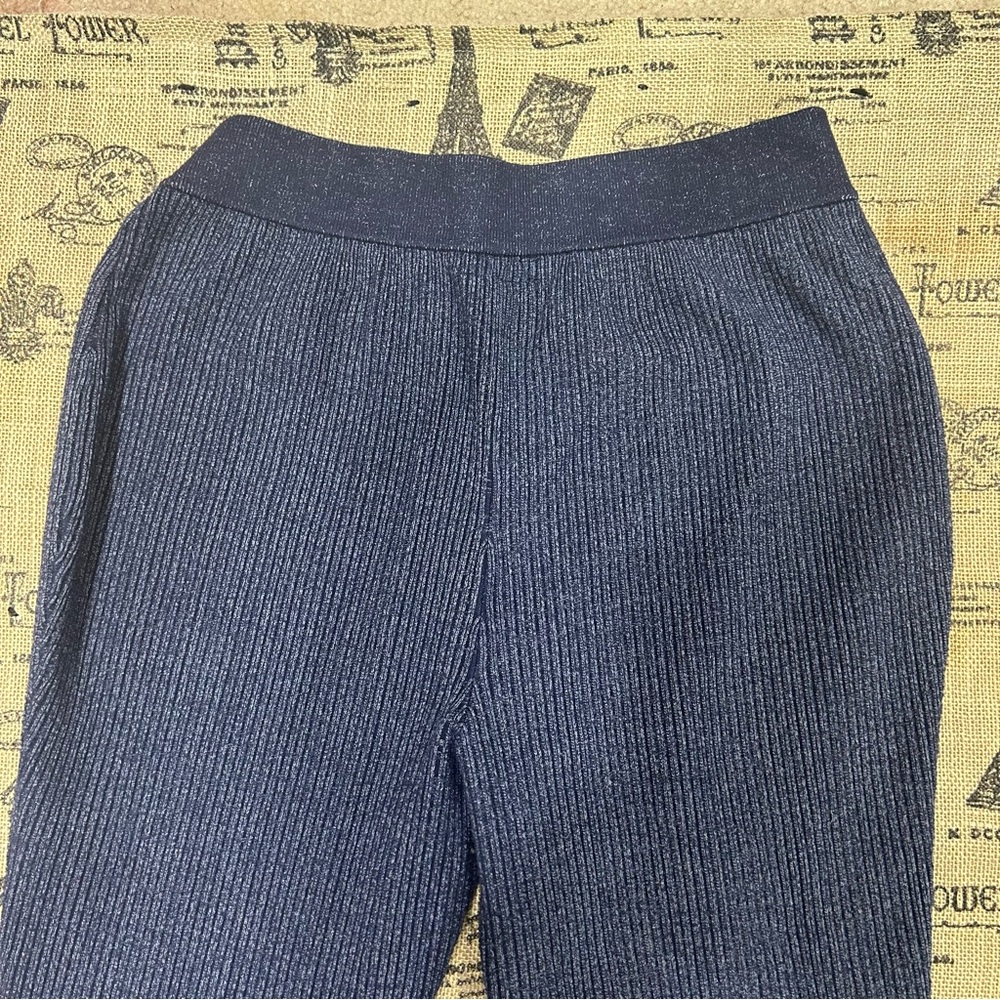 Anthropologie Pilcro Indigo Blue Sweater Ribbed Flare Sweatpants Size L - Picture 15 of 16